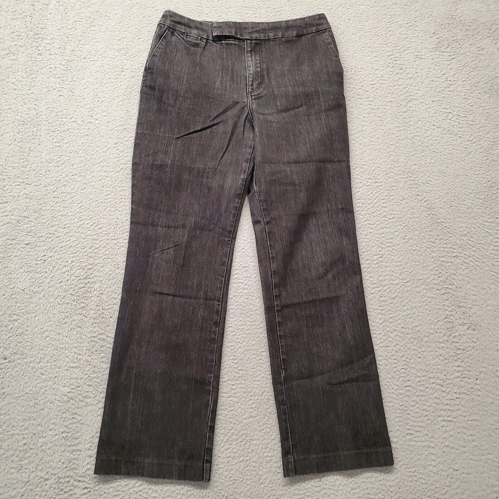 Chico's Jeans Womens 1.5 US M/10 Black Denim Platinum Straight Leg Casual Pocket